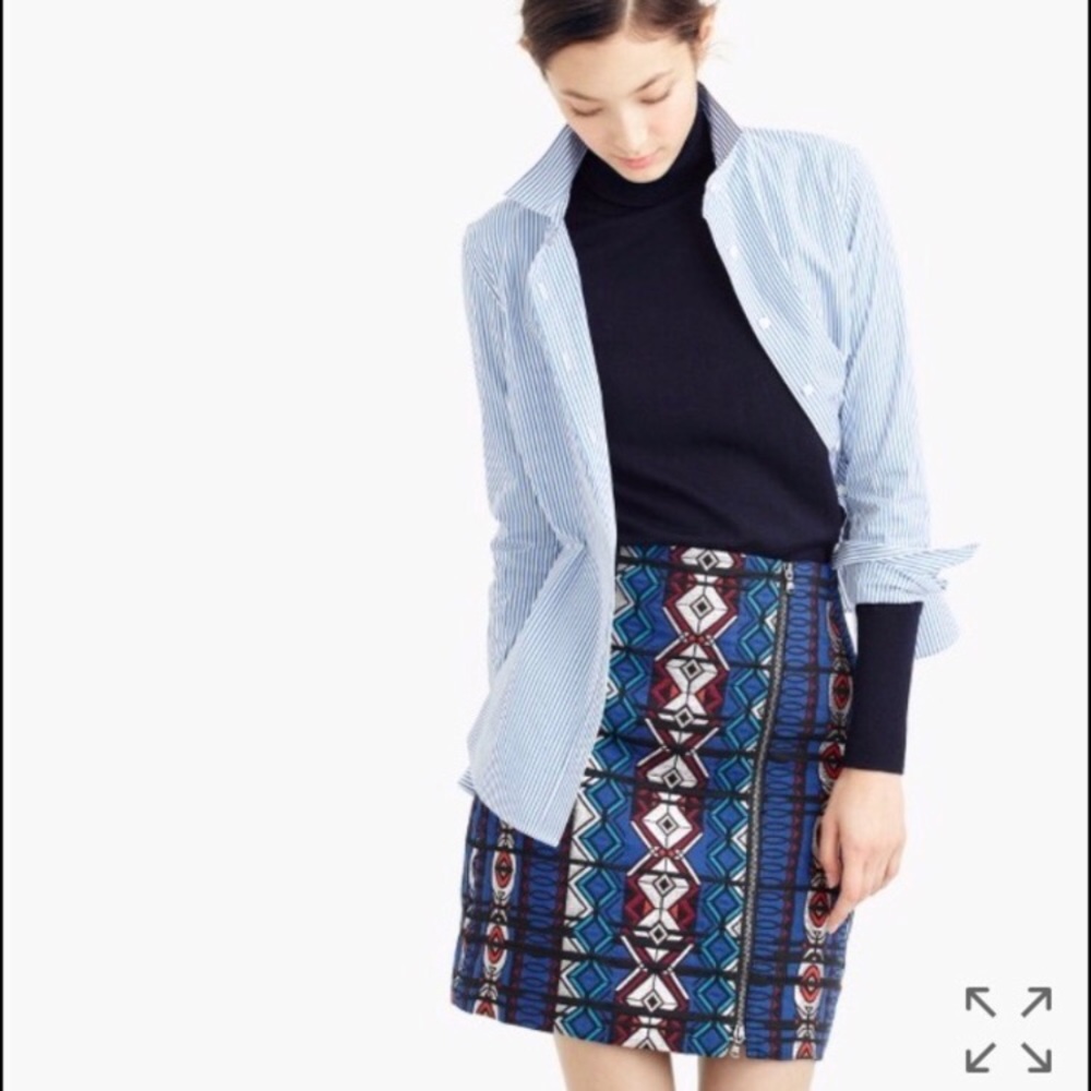 J. Crew Zip Jacquard Windowpane Skirt